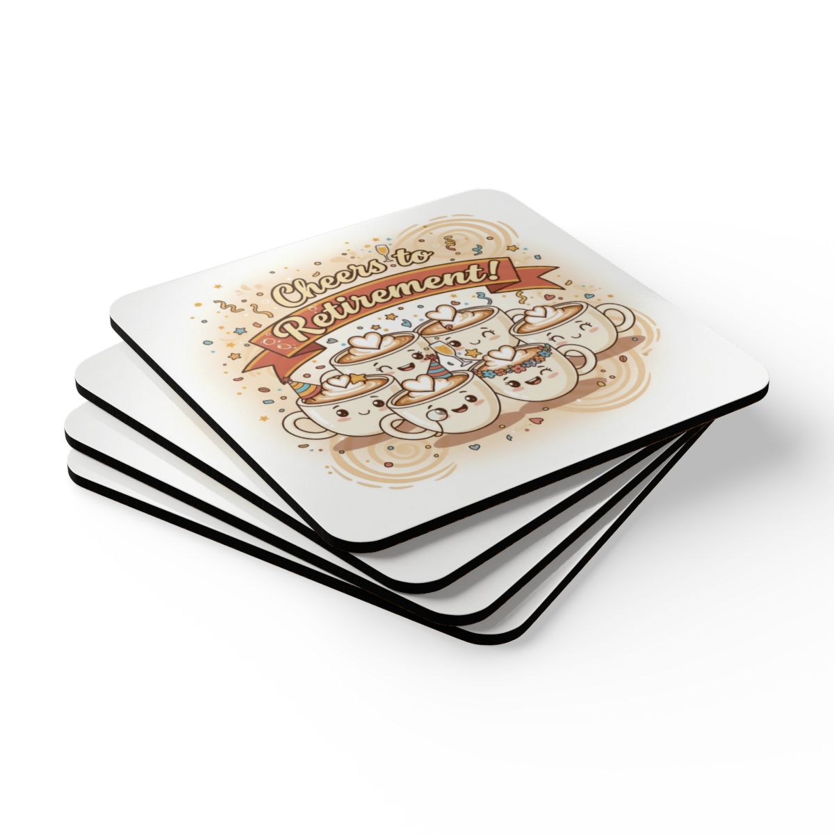 Cheers to Retirement Celebration Artwork Coaster Set
