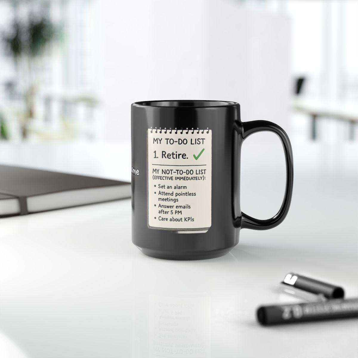 Funny Retirement To-Do List Black Mug for Coworkers