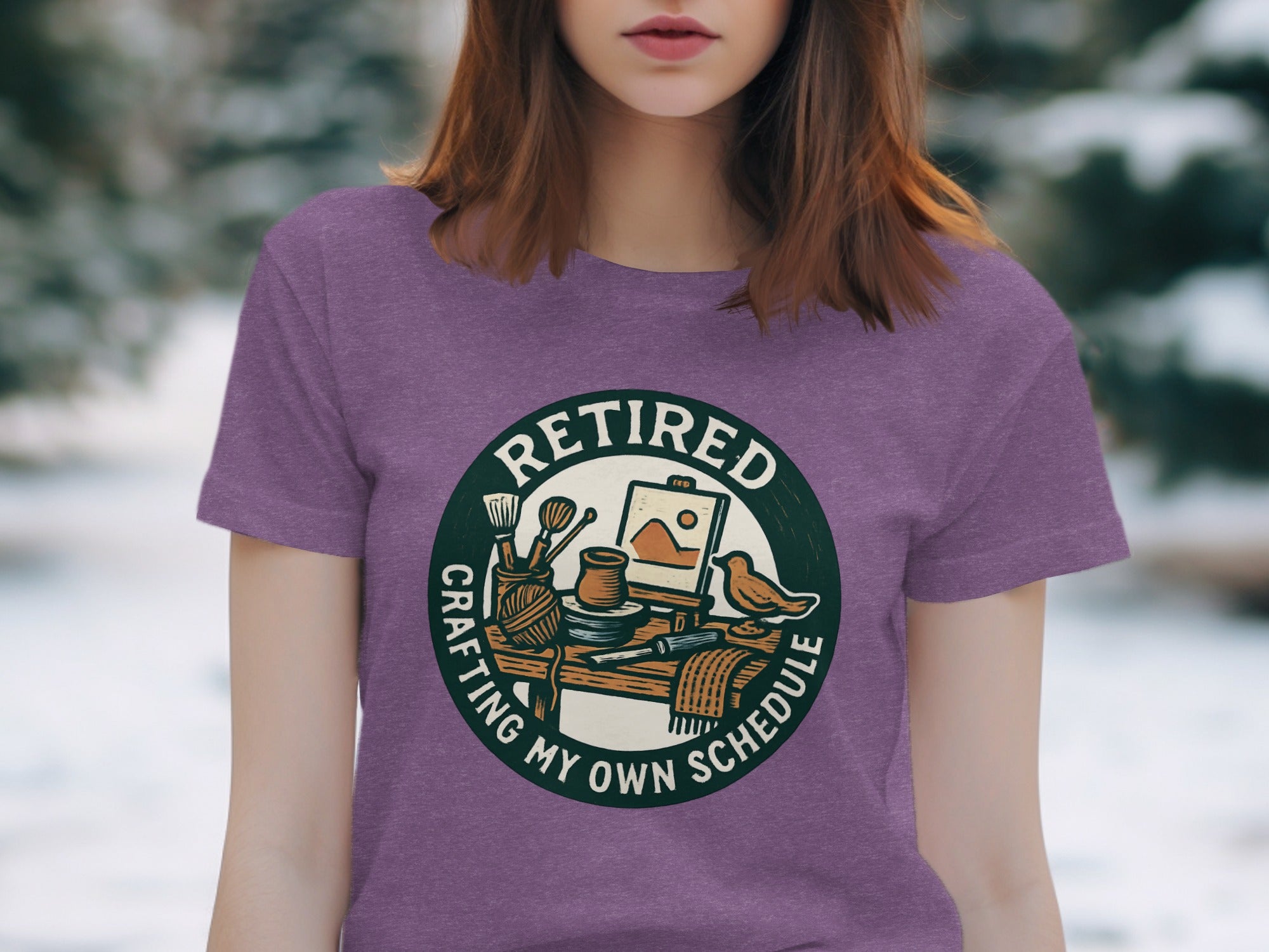 Retired Crafting My Own Schedule | Dark Heather Color Bella T-Shirts - Retiree Gifts Retirement Party