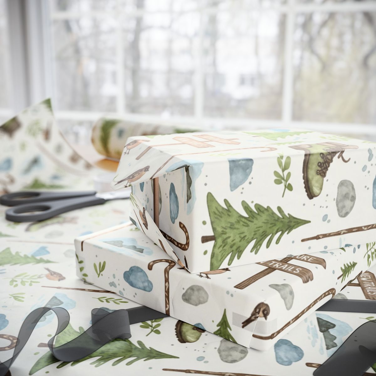 Nature Inspired Gift Wrapping Paper for Outdoor Enthusiasts