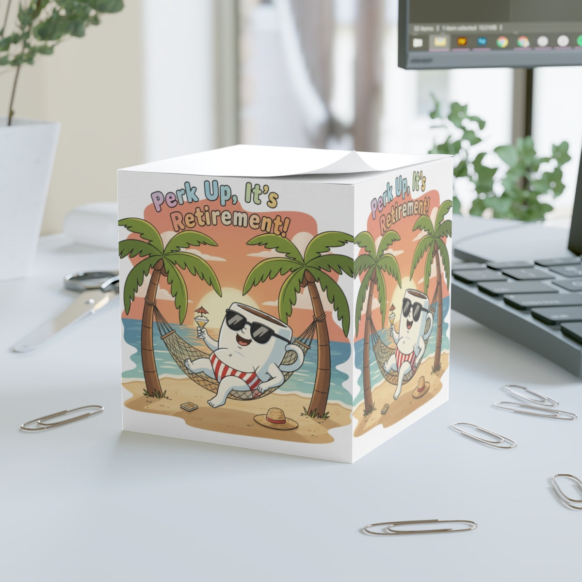 Perk Up It's Retirement Decorative Cube for Desk Decoration