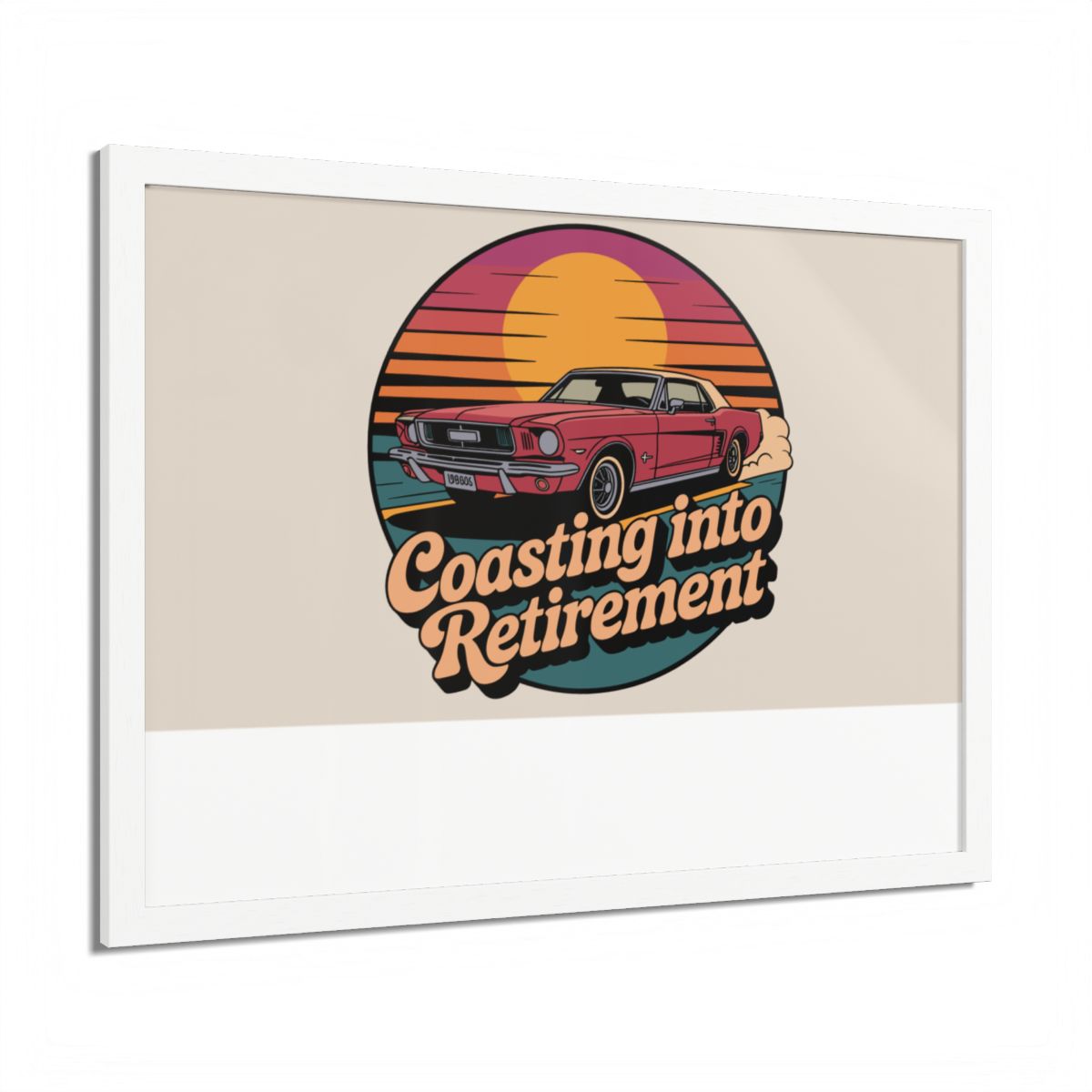 Coasting Into Retirement Retro Sunset Style Car Framed Art Posters - Retiree Gifts Retirement Party