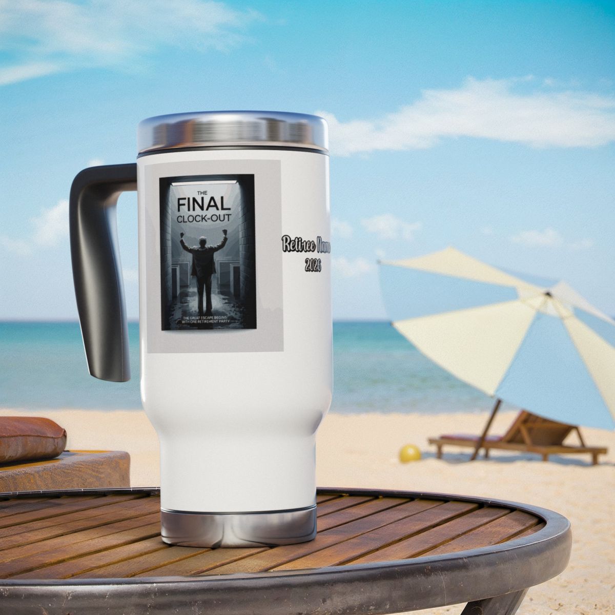 The Final Clock-Out | The Great Escape Begins 14oz Travel Mug - Retiree Gifts Retirement Party