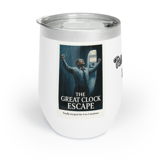 The Great Clock Escape Finally Escaped | Retirement Personalized Wine Tumbler - Retiree Gifts Retirement Party