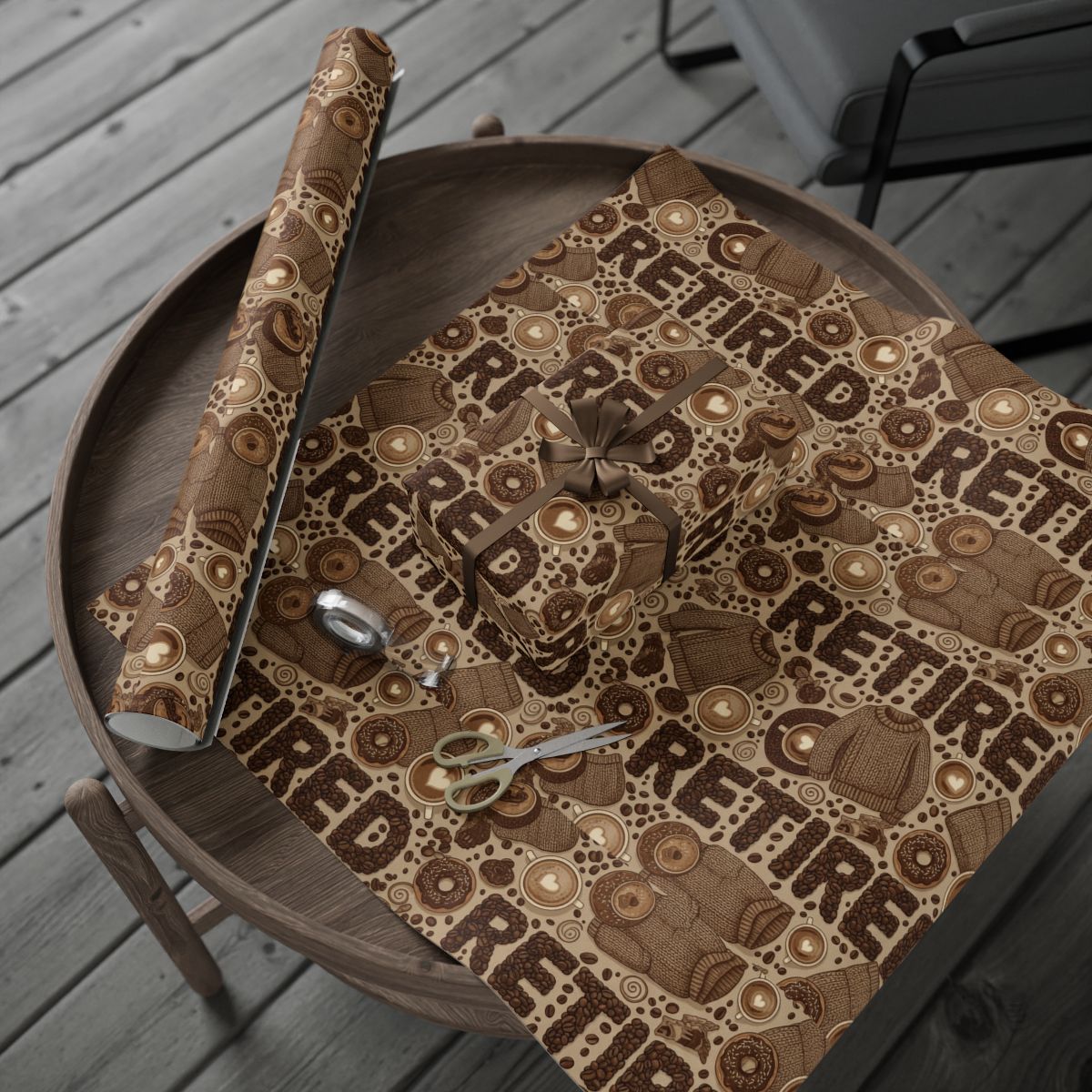 Retire-themed wrapping paper for celebrating milestones