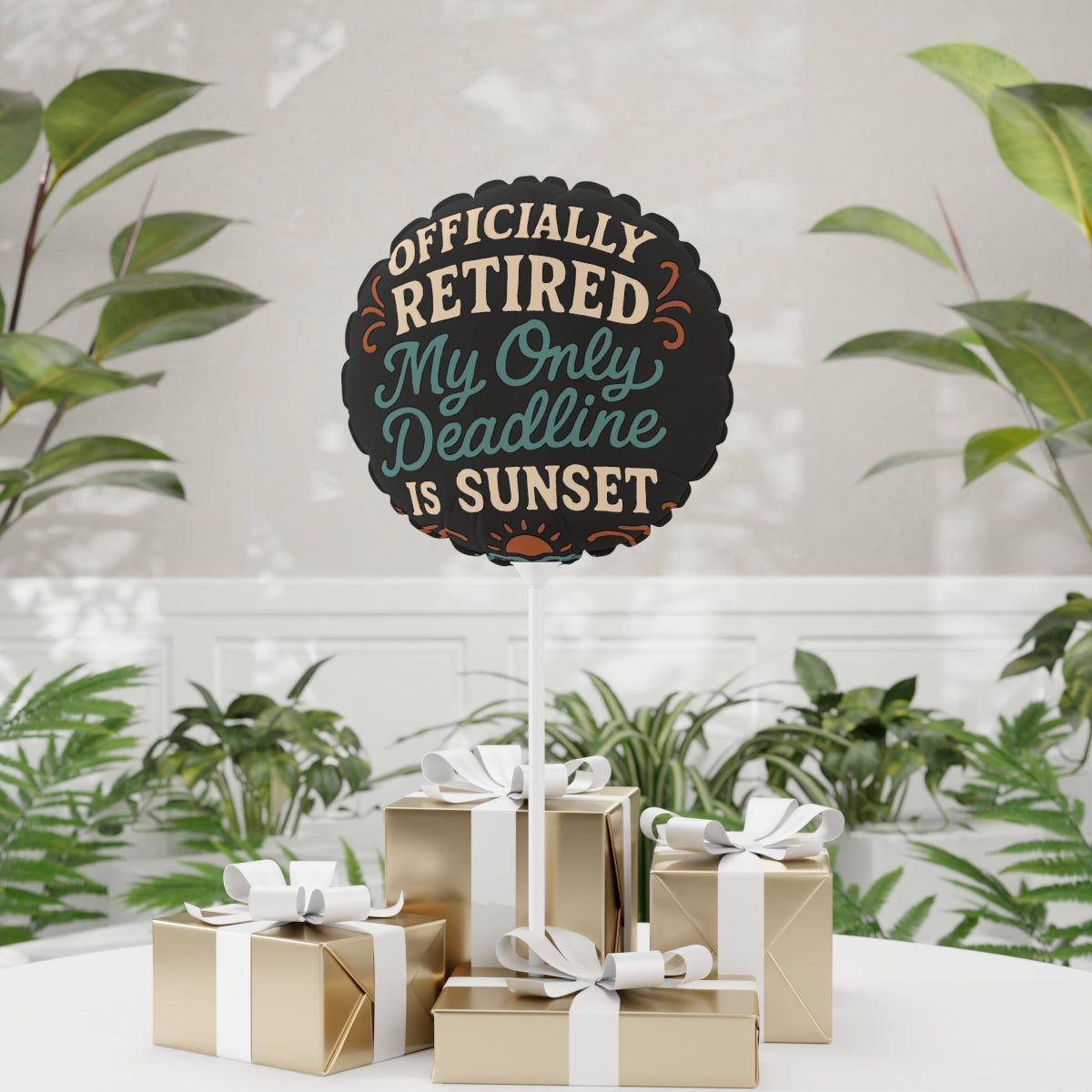 Officially Retired Sunset | My Only Deadline is Sunset | Officially Retired Retirement Gift Mylar Ballons 11in or 22in - Retiree Gifts Retirement Party