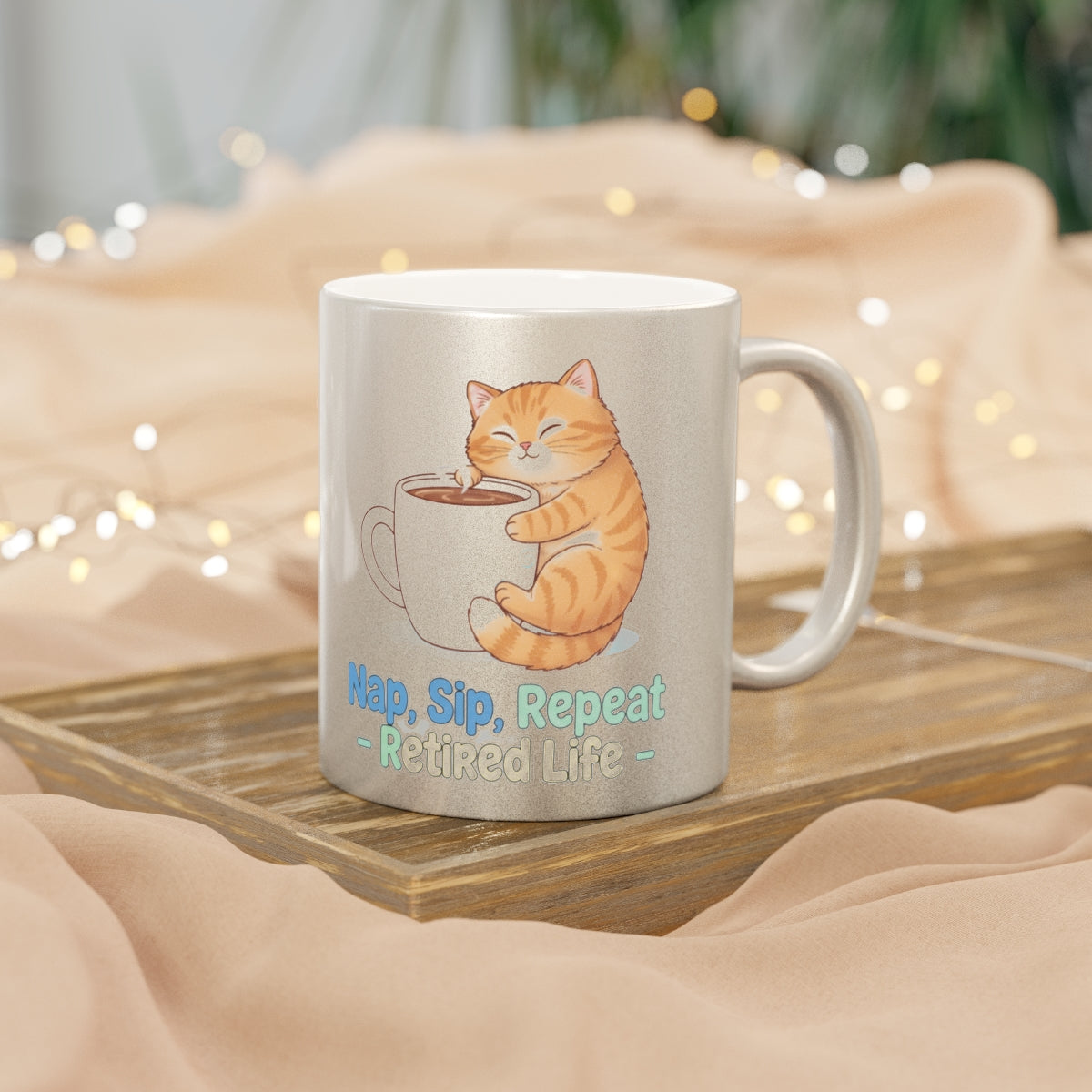 Nap Sip Repeat Retired Life Cat Design Mug