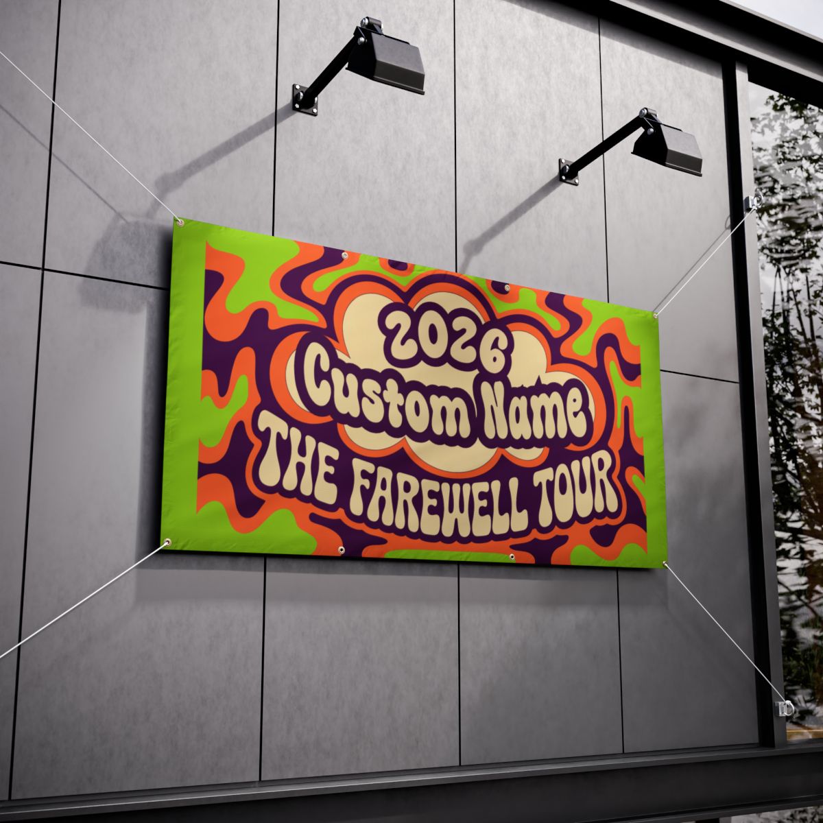 Psychedelic Farewell Tour Bold Retro Colors Vinyl Banner or Yard Sign - Retiree Gifts Retirement Party