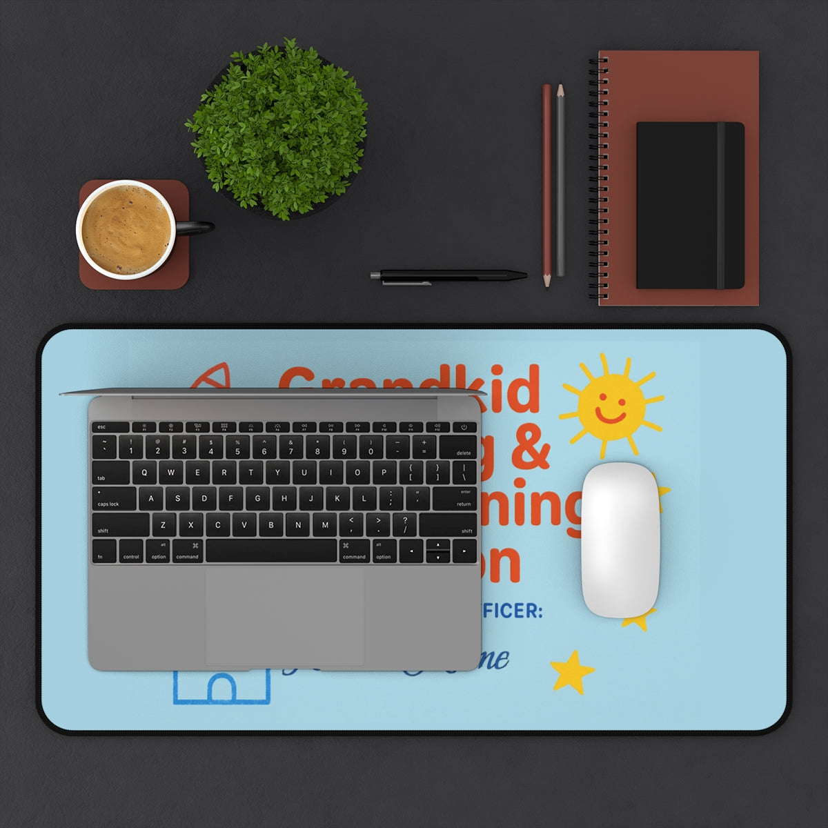 Personalized Retirement Gift – “Grandkid Spoiling Spoiling Planning Station” Desk Mat / Mouse Pad - Retiree Gifts Retirement Party
