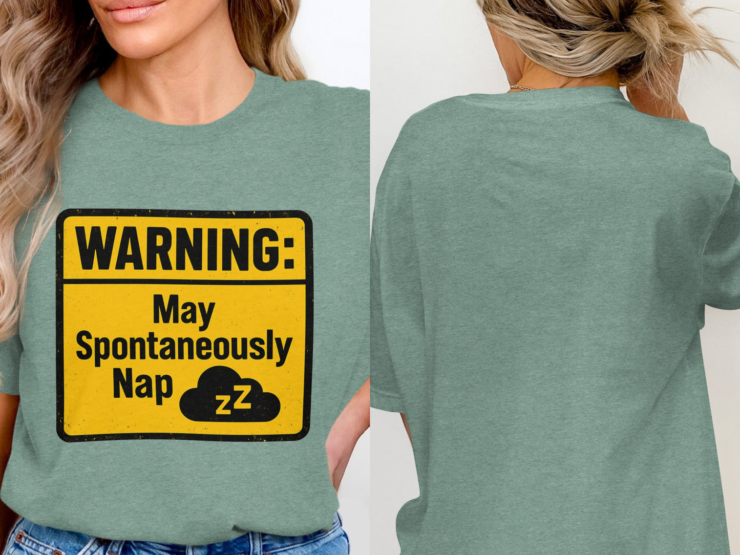 Warning May Spontaneously Nap Funny | A Caution | Retirement Personalized Soft Color Bella T-Shirts - Retiree Gifts Retirement Party