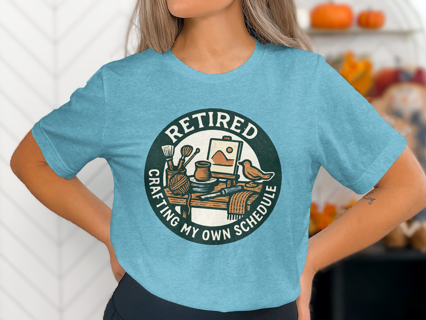 Retired Crafting My Own Schedule | Funny Retirement Soft Color Bella T-Shirts - Retiree Gifts Retirement Party
