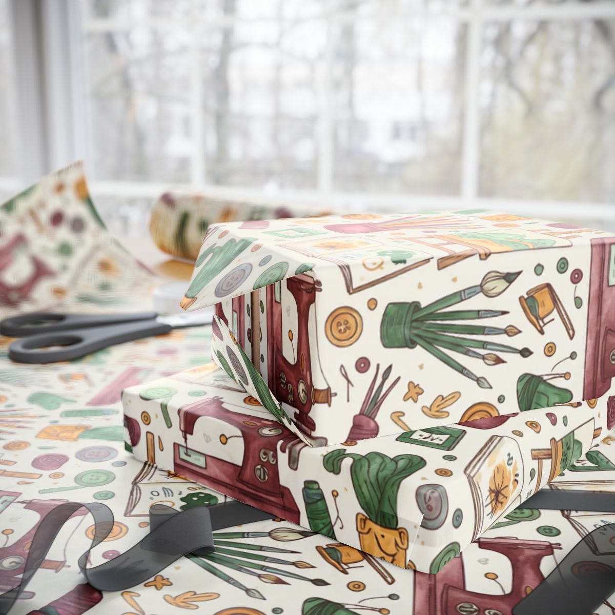 Craft Supply Themed Wrapping Paper Sheets