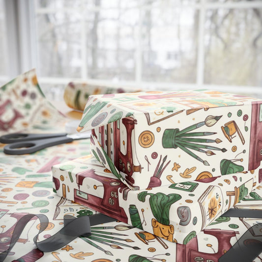 Craft Supply Themed Wrapping Paper Sheets