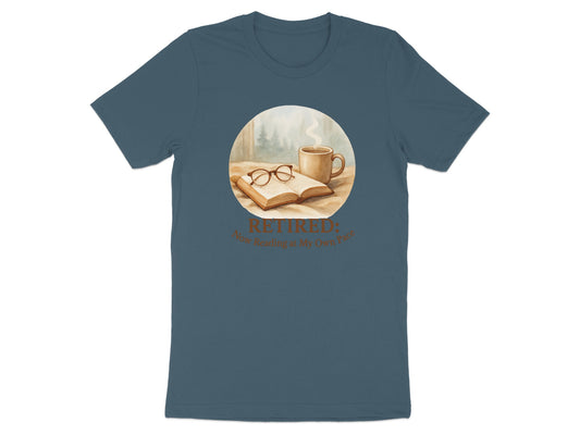 Retired: Now Reading at My Own Pace | Dark Heaterh Color Bella T-Shirts - Retiree Gifts Retirement Party