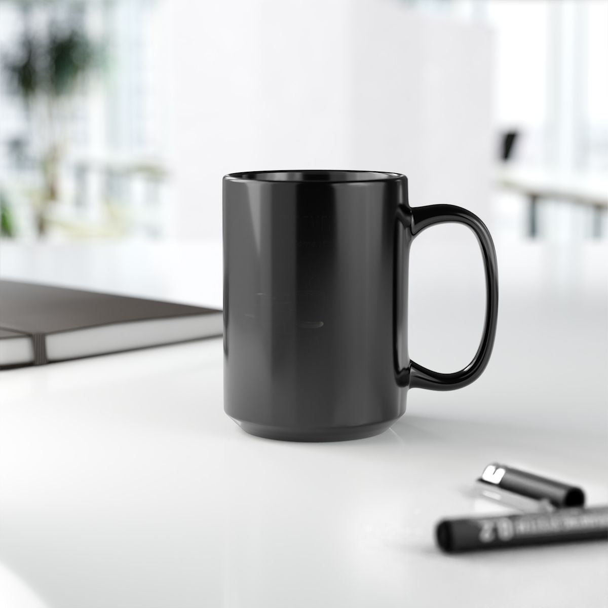Sleek Black Coffee Mug for Modern Office Aesthetic