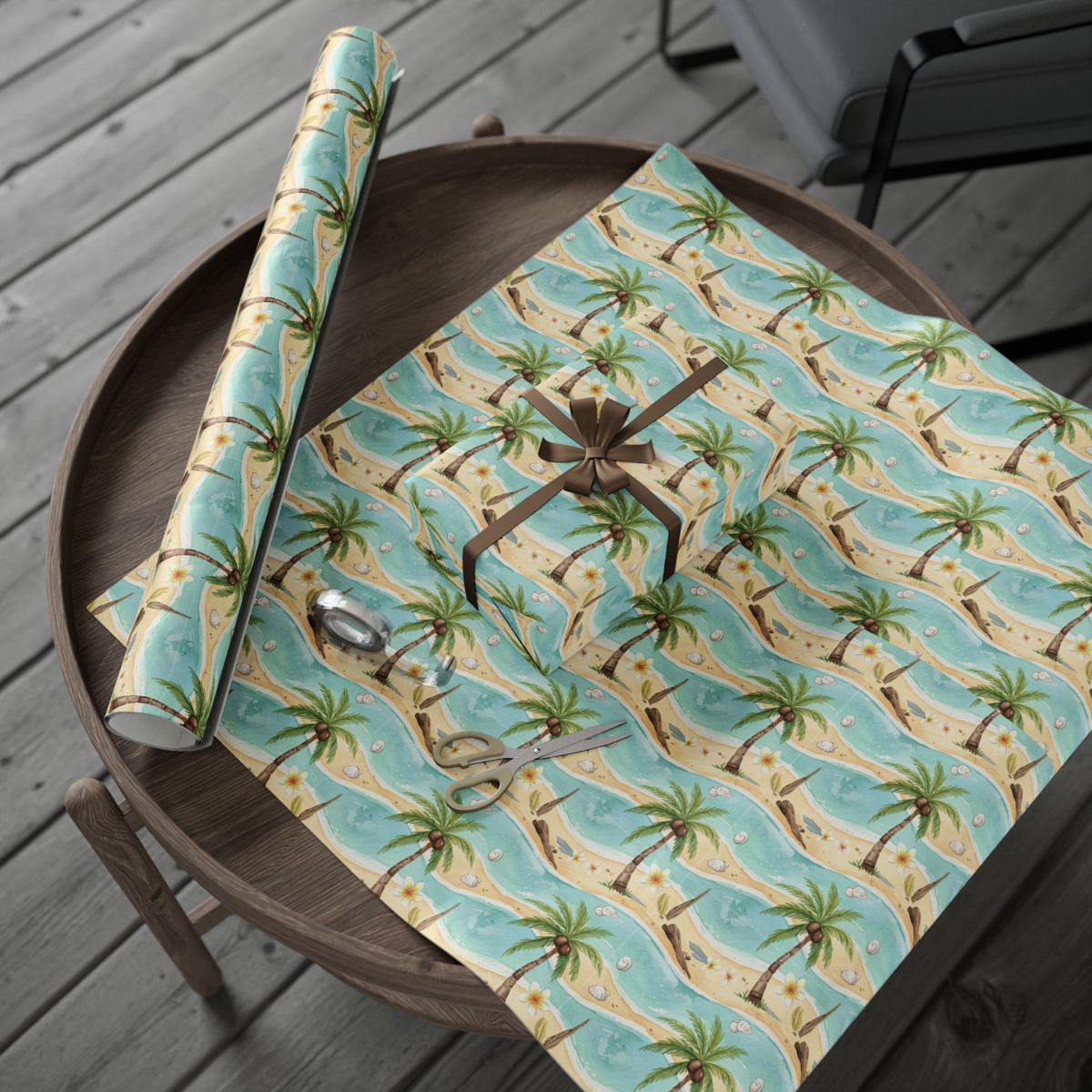 Retirement Gift – “Tropical Beach With Palm Trees Wrapping Paper” - Retiree Gifts Retirement Party