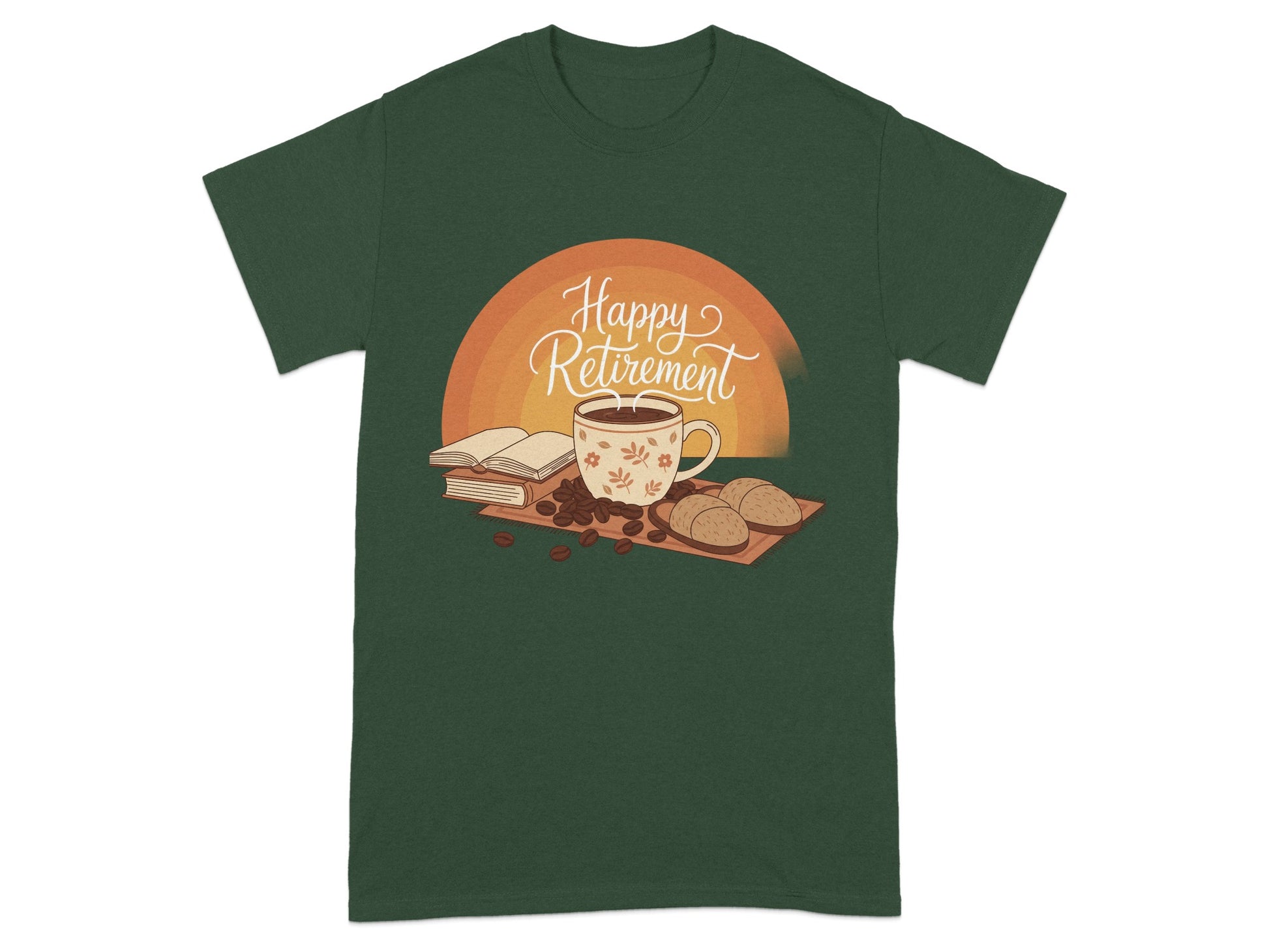 Happy Retirement Coffee Mug and Book Graphic Tee