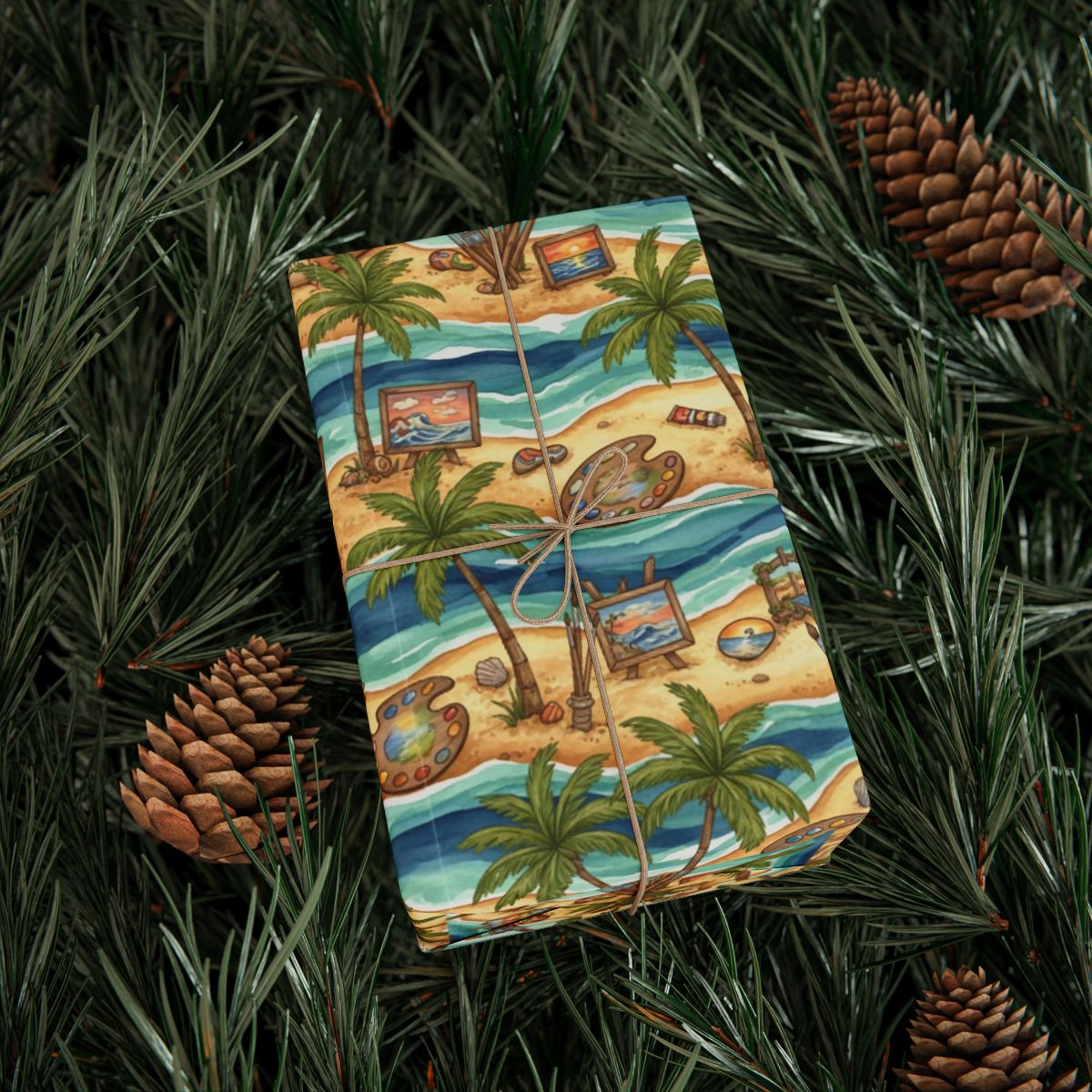 Beach and Pinecones Artistic Gift Wrapping Paper product type