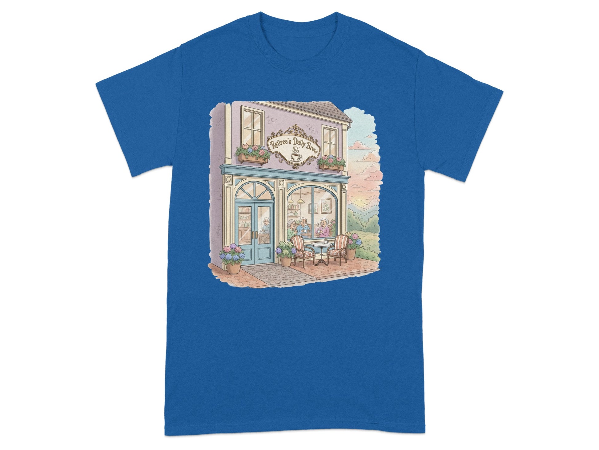 Quaint Blue Shopfront with Flowers T-Shirt