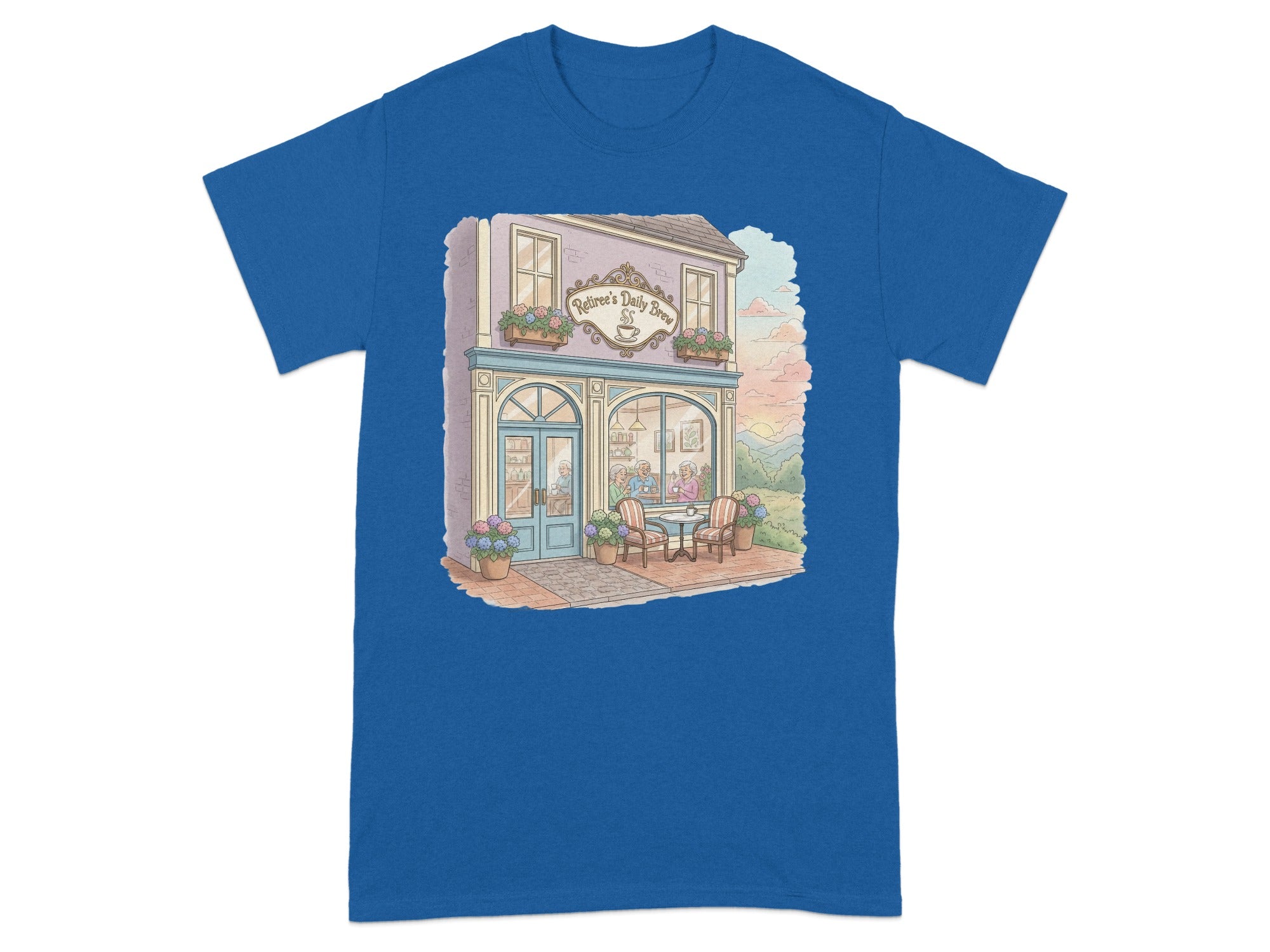 Quaint Blue Shopfront with Flowers T-Shirt