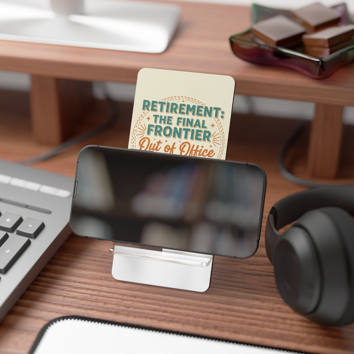 Retirement The Final Frontier | Out of Office Forever | Personalized Phone Stand or Phone Charger - Retiree Gifts Retirement Party
