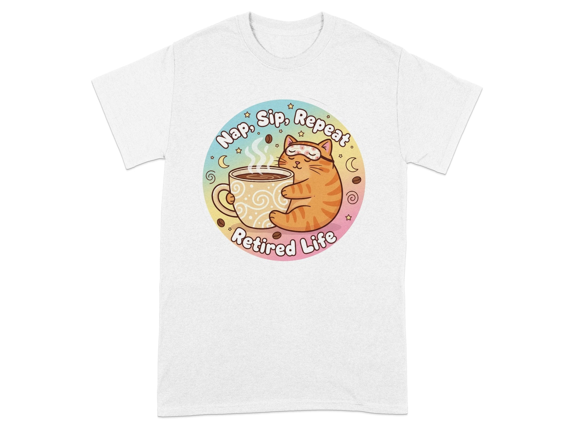 Nap Sip Repeat Retired Life Cat T-Shirt