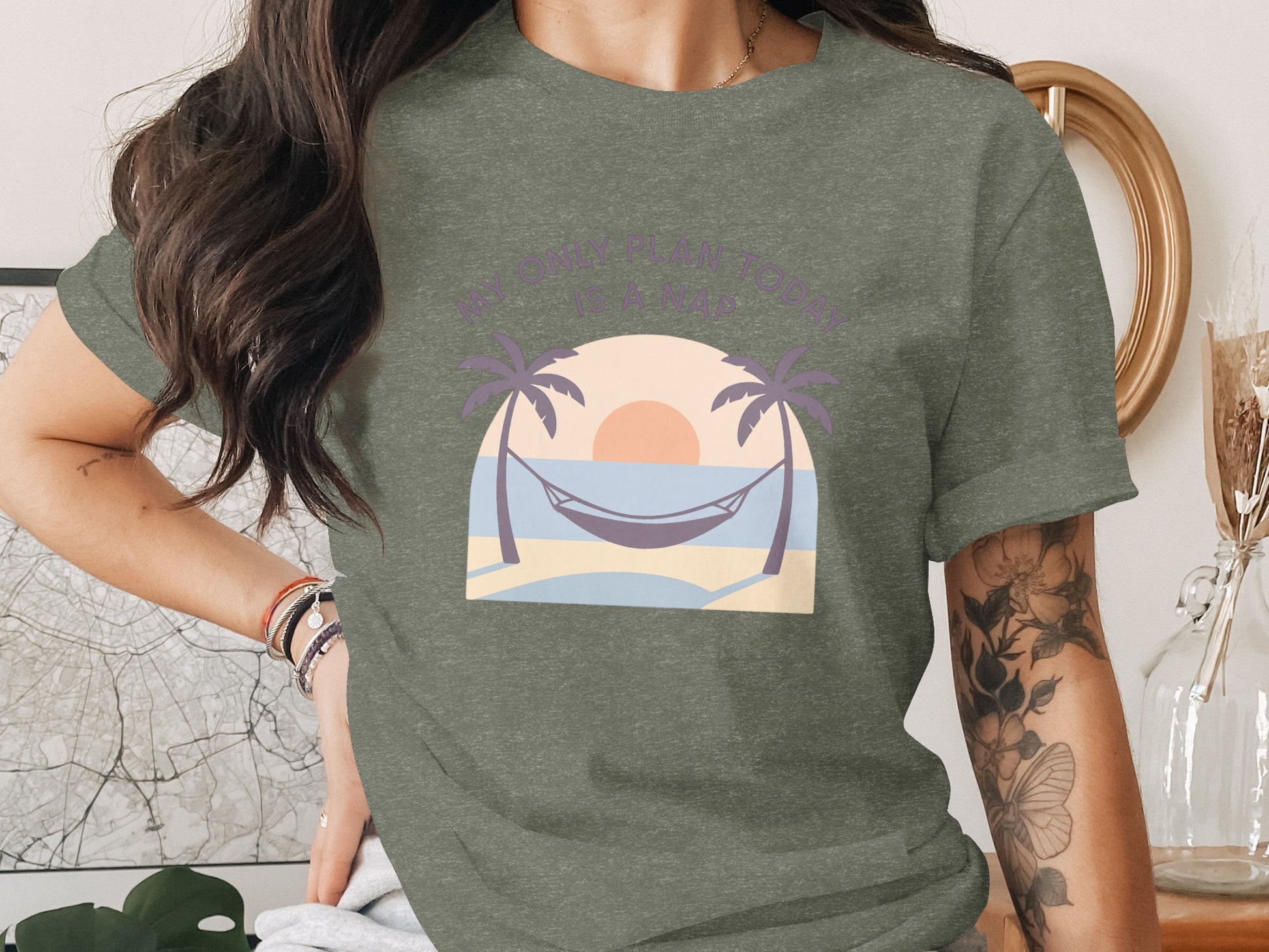 My Only Plan Today Is A Nap | Perfect Gift for Retirees | Dark Heaterh Color Bella T-Shirts - Retiree Gifts Retirement Party