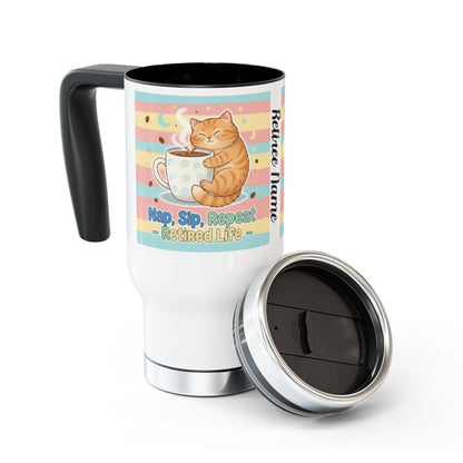 Nap Sip Repeat Retired Life Cat Themed Mug