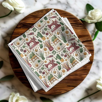 Sewing Theme Patterned Fabric with Vintage Elements product