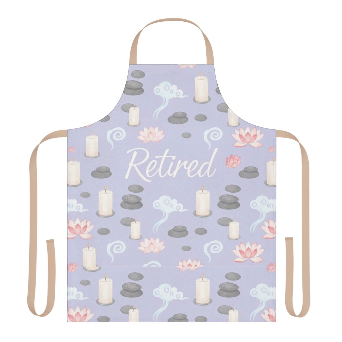 Retired Candles Lotus Flowers Rocks Stones Apron