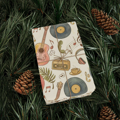 Vintage Musical Notes and Records Illustration Notebook