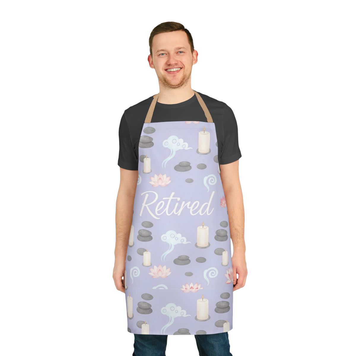 Retired Theme Apron with Spa Stones and Candles Design