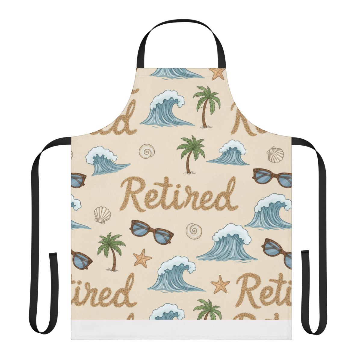 Retired Beach Ocean Waves Palm Tree Design Apron