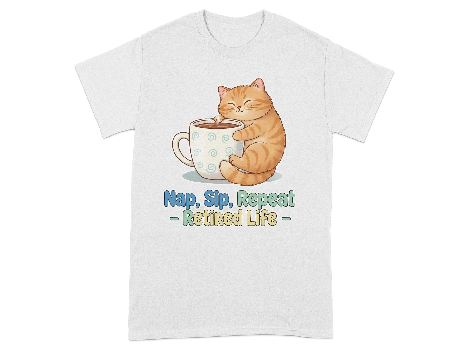 Nap Sip Repeat Retired Life Cat T-Shirt