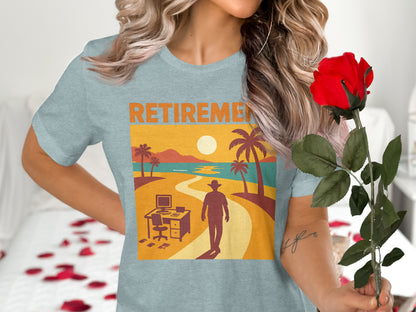Retirement Graphic Design | A New Path Beckons | Soft Color Bella T-Shirts - Retiree Gifts Retirement Party