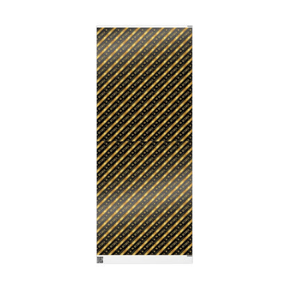 Black and Gold Diagonal Stripe Patterned Wrapping Paper
