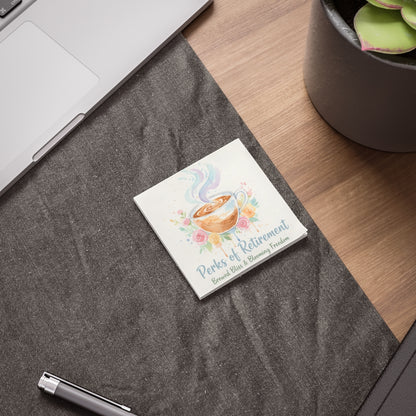 Perks of Retirement Coffee Coaster for Fun Desk Decor