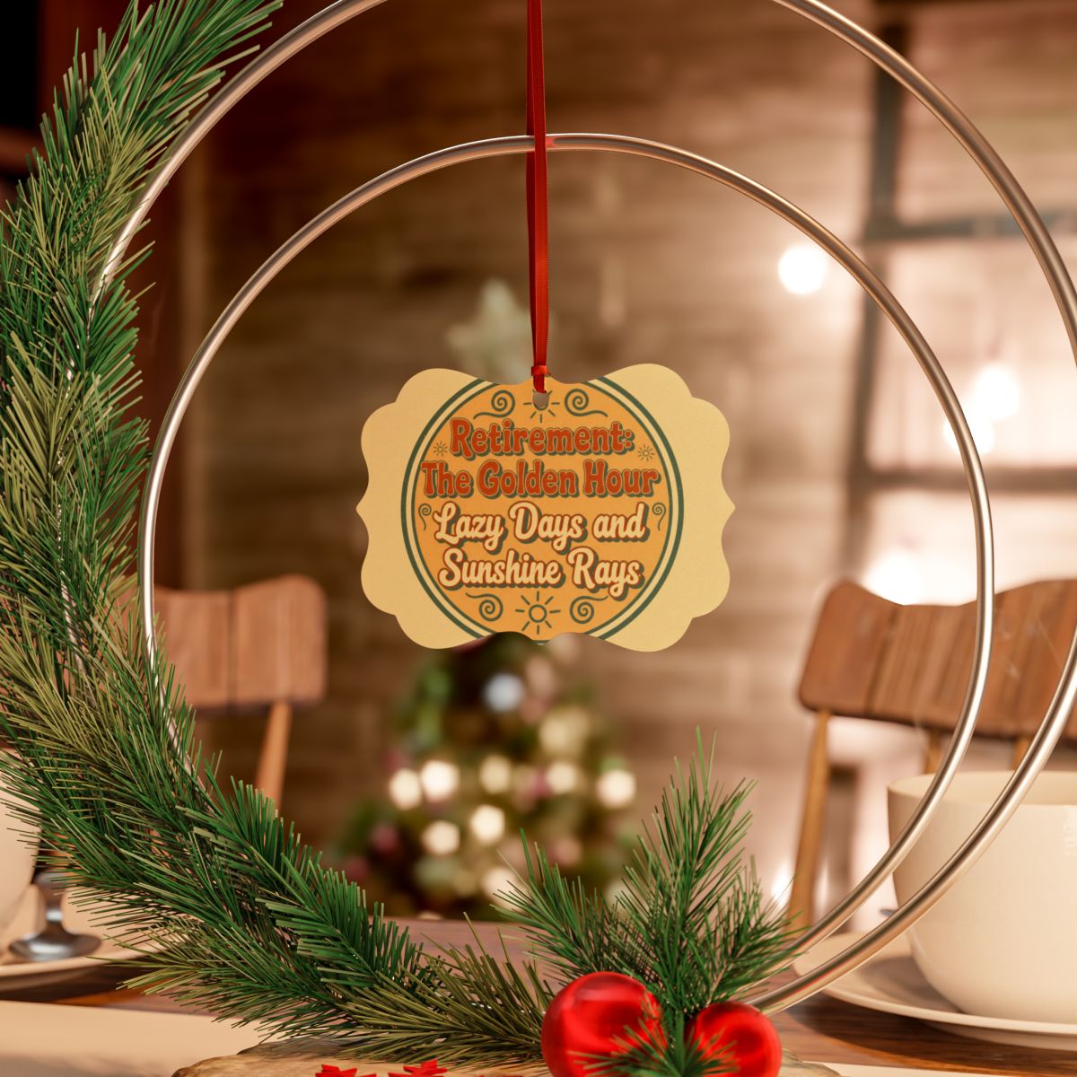 Retirement Golden Hour Lazy Days Sunshine Rays | Custom Cur Ornaments - Retiree Gifts Retirement Party