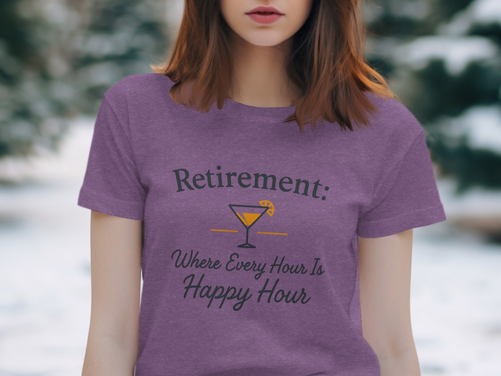 RETIREMENT: Where Every Hour Is Happy Hour Dark Heather Color Bella T-Shirts - Retiree Gifts Retirement Party