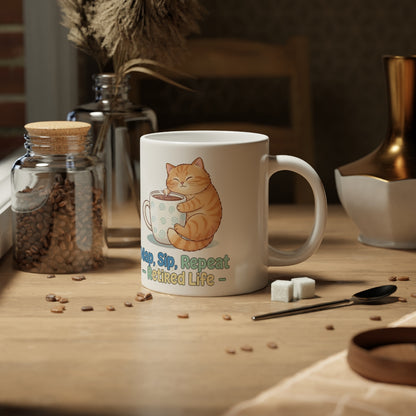 Sleep Sip Repeat Retired Life Mug for Cat Lovers