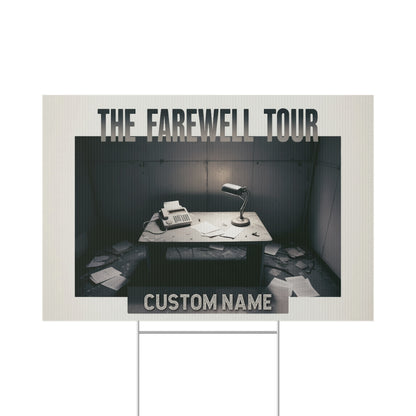 The Farewell Tour featuring Desk and Typewriter Vinyl Banner or Yard Sign - Retiree Gifts Retirement Party