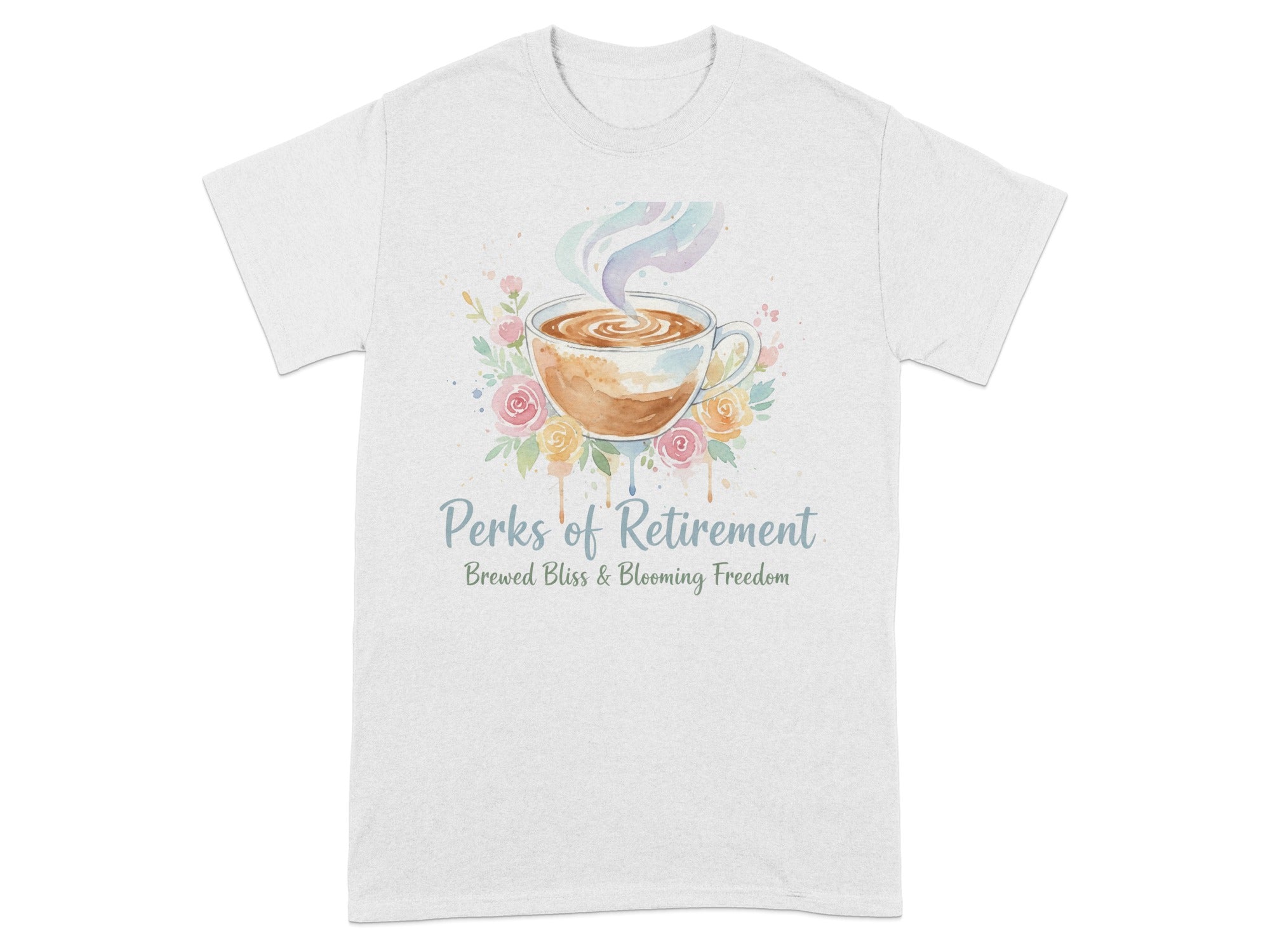 Perks of Retirement Brewed Bliss Blooming Freedom Tee