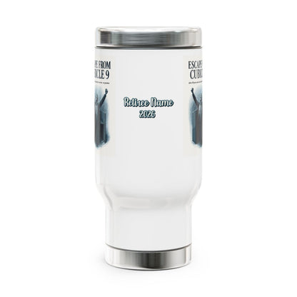 ESCAPE FROM CUBICLE 9 After 50 Years on Pension | 14oz Travel Mug Tumblers - Retiree Gifts Retirement Party