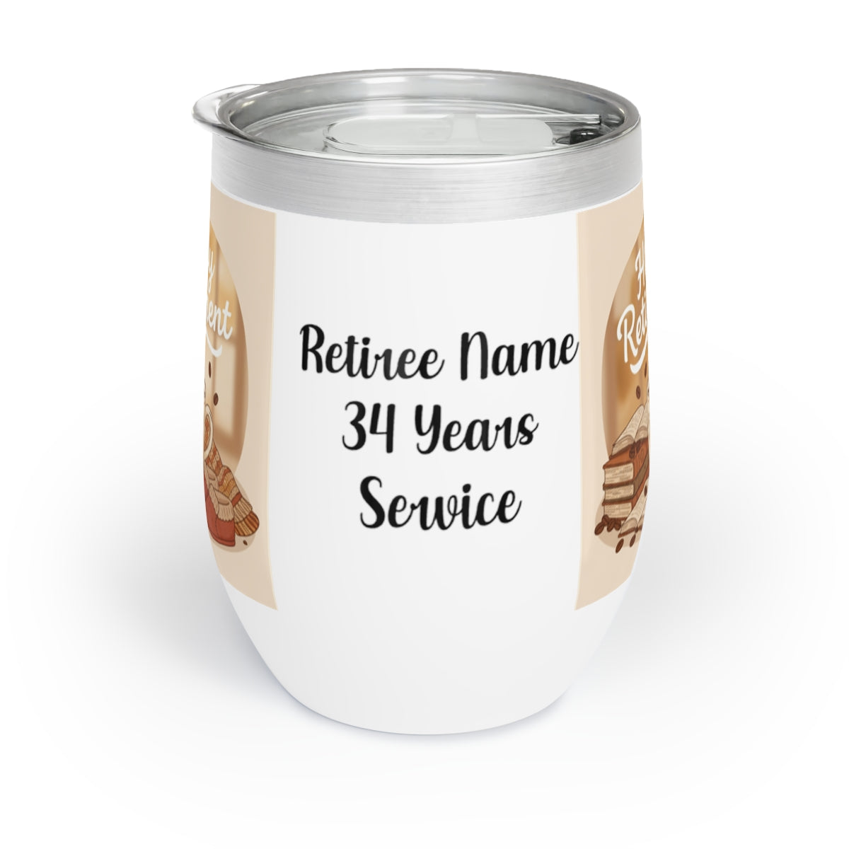 Retiree Name 34 Years Service Customizable Drinkware