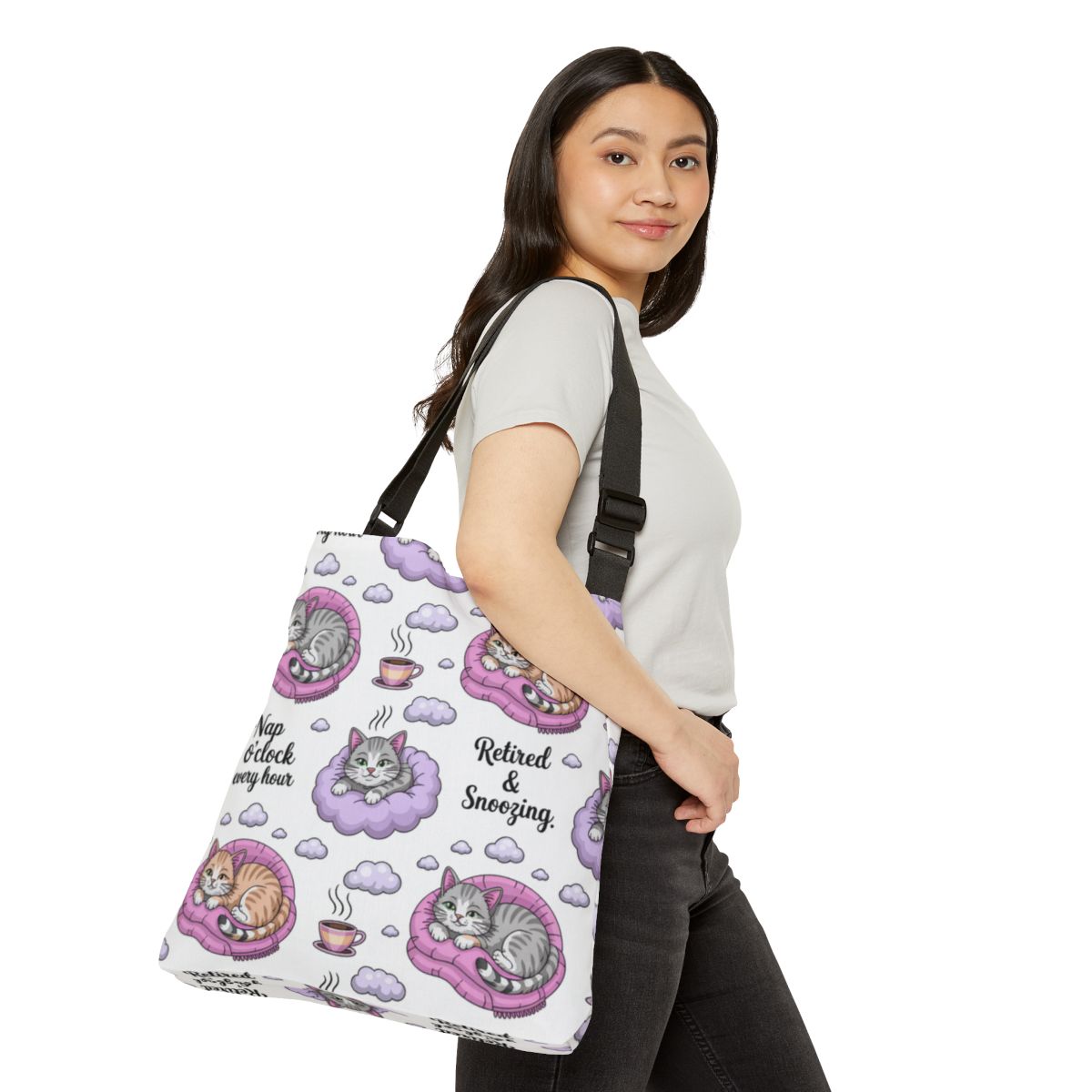 Adorable Cat Nap Tote Bag Design Canvas Tote Bags - Retiree Gifts Retirement Party