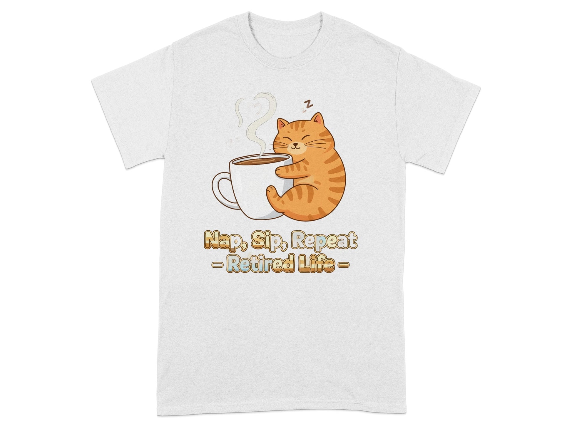 Nap Sip Repeat Retired Life Funny Cat Design Shirt