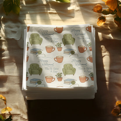 Cozy Time Happy Retirement Themed Decorative Napkin