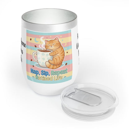 Nap Sip Repeat Retired Life Cat Illustration Tumbler