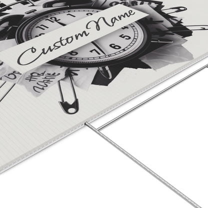 Quitting The Grind Clock with Pins on Paper Vinyl Banner or Yard Sign - Retiree Gifts Retirement Party