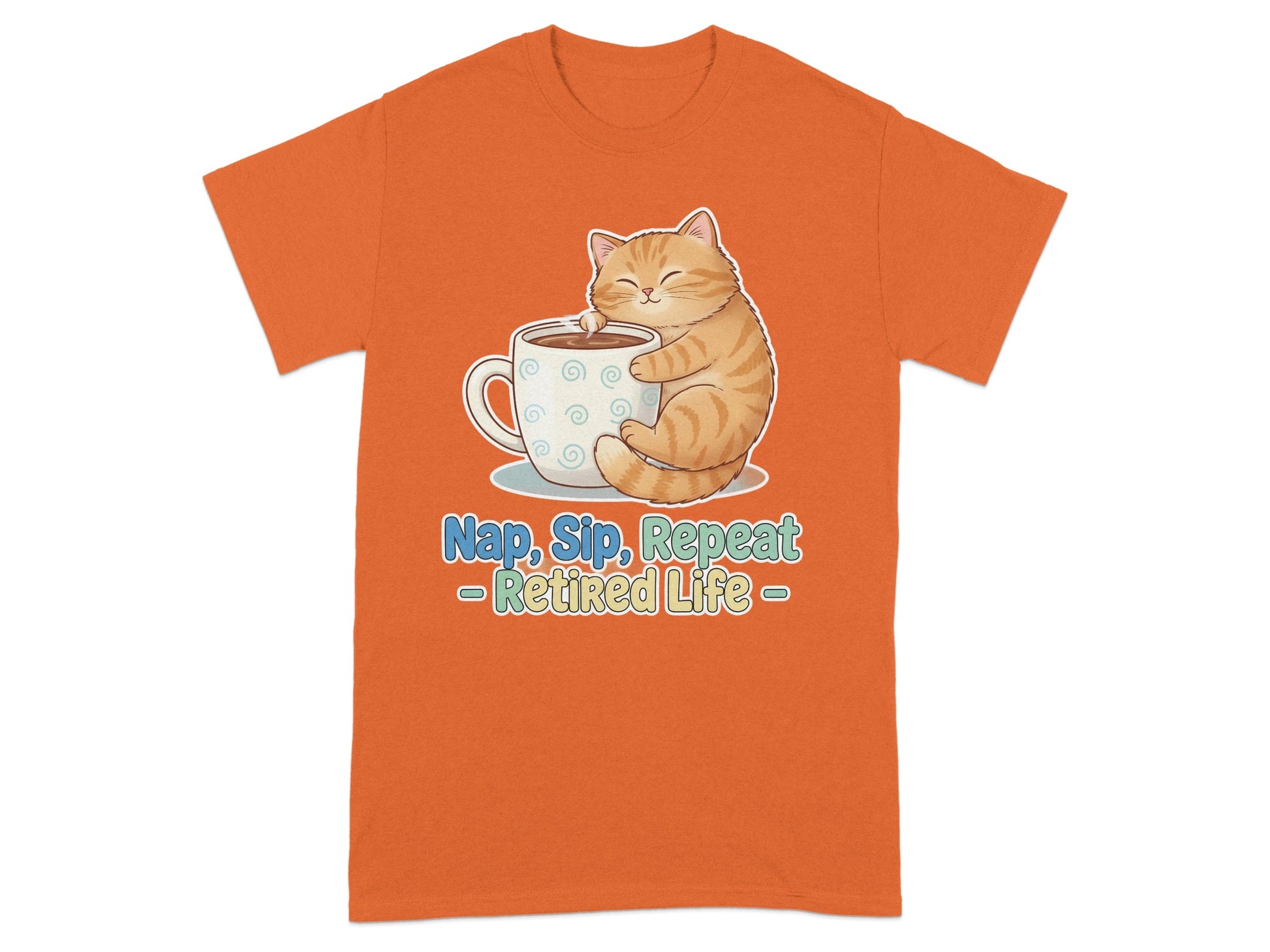 Nap Sip Repeat Retired Life Cat T-shirt